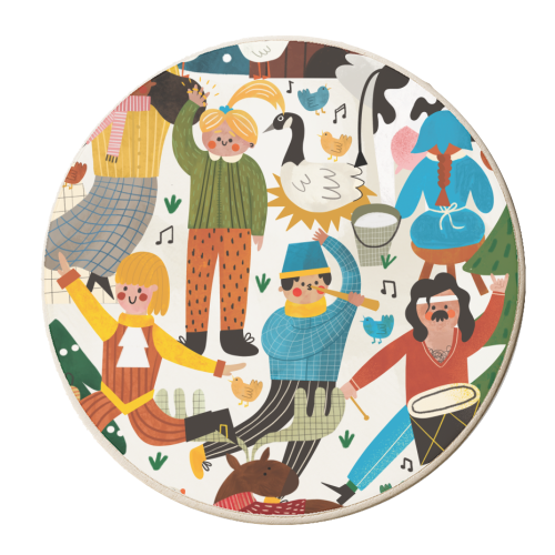 12 Days of Christmas Illustration - personalised beer coaster by AbiGoLucky