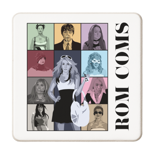 2000s rom coms movie poster - personalised beer coaster by The Girl Next Draw