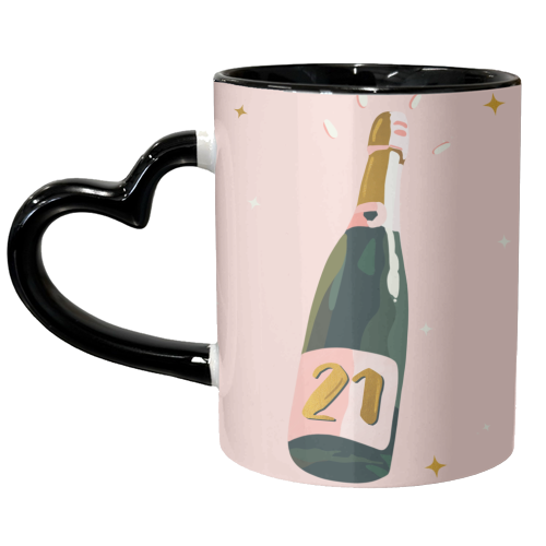 21 Today Champagne Bottle - unique mug by Lisa Wardle