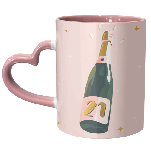 21 Today Champagne Bottle - unique mug by Lisa Wardle
