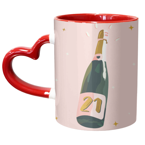 21 Today Champagne Bottle - unique mug by Lisa Wardle