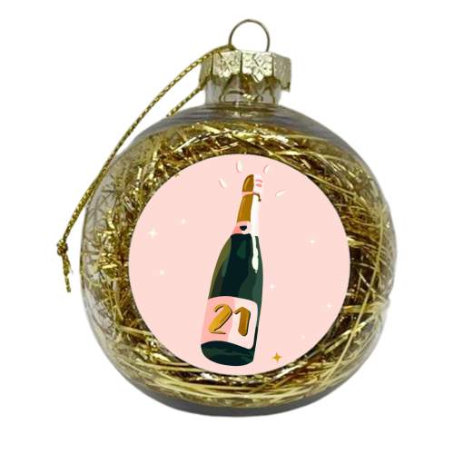 21 Today Champagne Bottle - xmas bauble by Lisa Wardle
