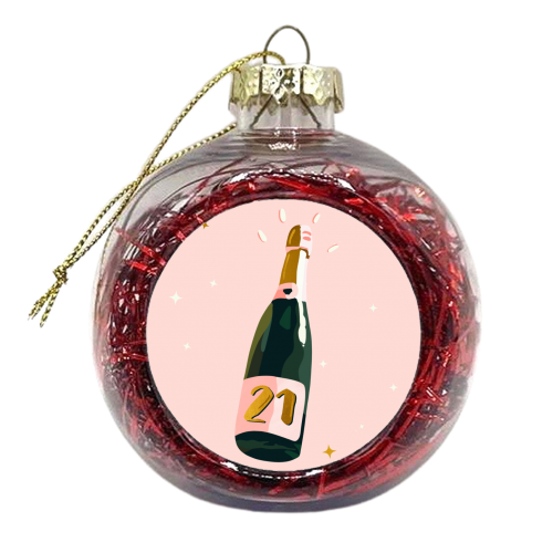 21 Today Champagne Bottle - xmas bauble by Lisa Wardle
