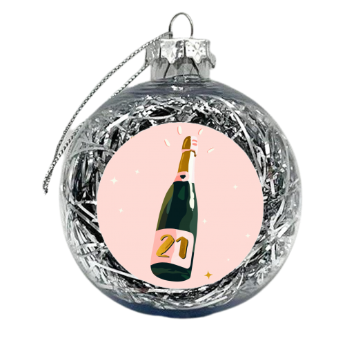 21 Today Champagne Bottle - xmas bauble by Lisa Wardle