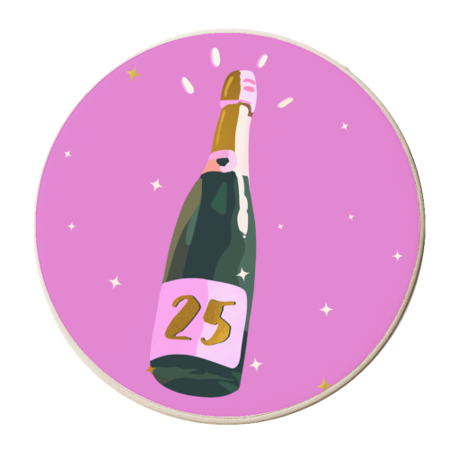 25 Champagne Bottle Design - Pop and Sparkle - personalised beer coaster by Lisa Wardle