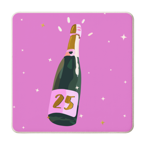 25 Champagne Bottle Design - Pop and Sparkle - personalised beer coaster by Lisa Wardle