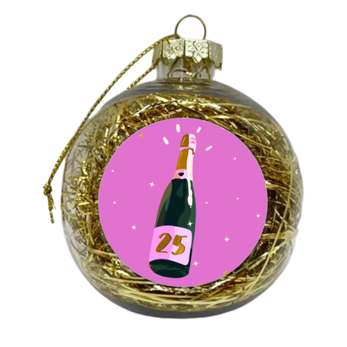 25 Champagne Bottle Design - Pop and Sparkle - xmas bauble by Lisa Wardle