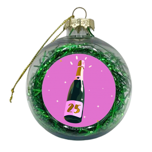 25 Champagne Bottle Design - Pop and Sparkle - xmas bauble by Lisa Wardle