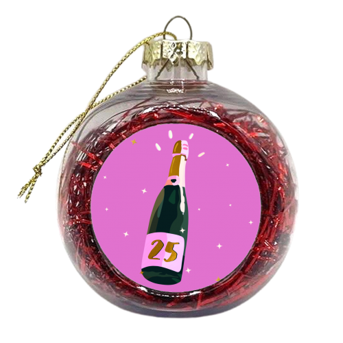 25 Champagne Bottle Design - Pop and Sparkle - xmas bauble by Lisa Wardle