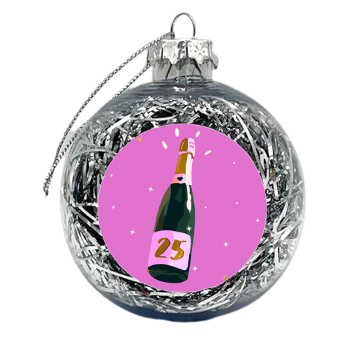 25 Champagne Bottle Design - Pop and Sparkle - xmas bauble by Lisa Wardle