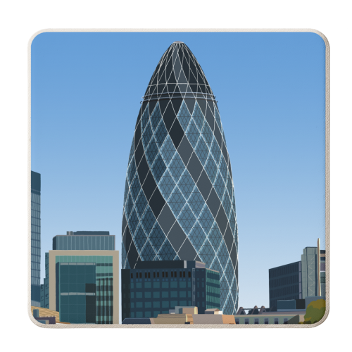 30 St Mary Axe - The Gherkin - personalised beer coaster by Richard O'Neill