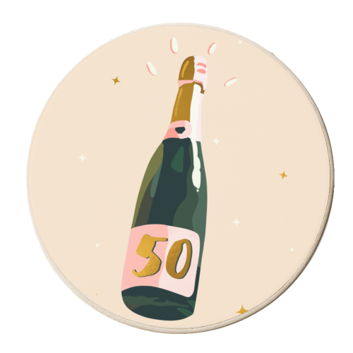 50 Champagne Bottle - Sparkle and Shine - personalised beer coaster by Lisa Wardle