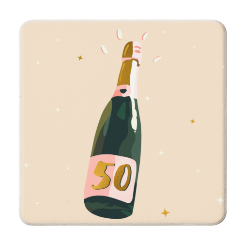 50 Champagne Bottle - Sparkle and Shine - personalised beer coaster by Lisa Wardle