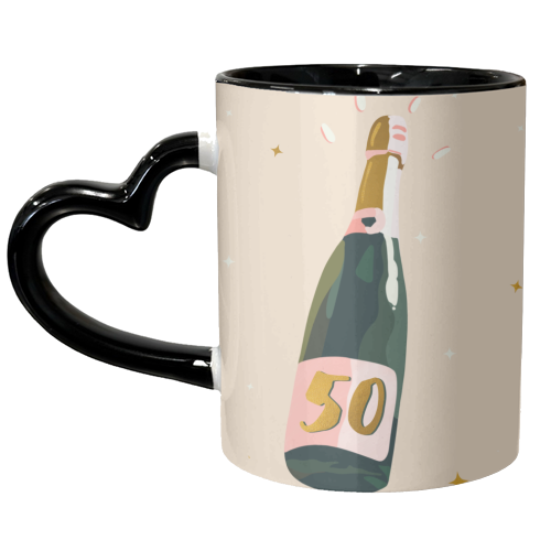 50 Champagne Bottle - Sparkle and Shine - unique mug by Lisa Wardle