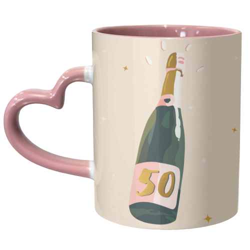 50 Champagne Bottle - Sparkle and Shine - unique mug by Lisa Wardle