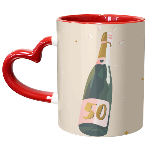 50 Champagne Bottle - Sparkle and Shine - unique mug by Lisa Wardle
