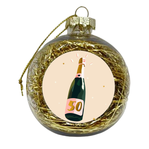 50 Champagne Bottle - Sparkle and Shine - xmas bauble by Lisa Wardle