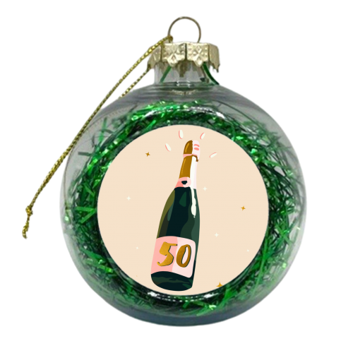 50 Champagne Bottle - Sparkle and Shine - xmas bauble by Lisa Wardle