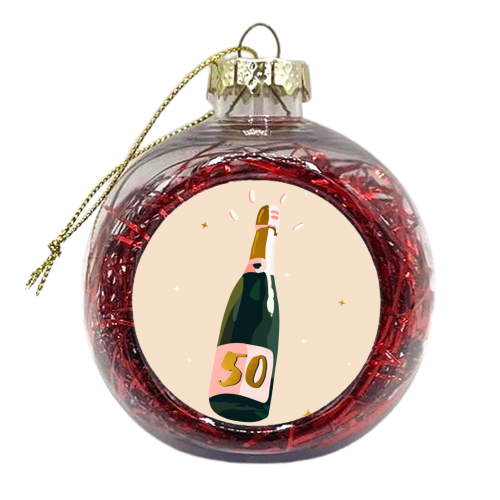 50 Champagne Bottle - Sparkle and Shine - xmas bauble by Lisa Wardle