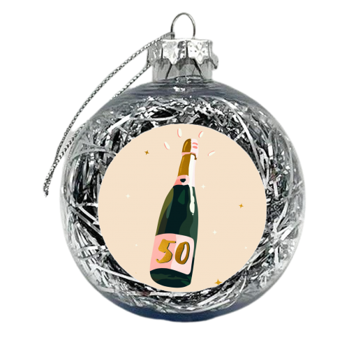 50 Champagne Bottle - Sparkle and Shine - xmas bauble by Lisa Wardle