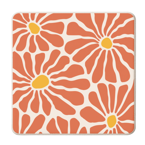 70's Hippy Floral Design - personalised beer coaster by AbiGoLucky
