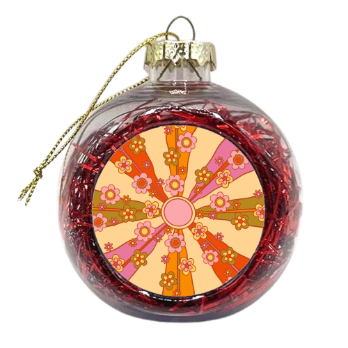 70s Psychedelic Floral Burst - xmas bauble by EZbie