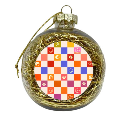 70s Retro Checkered Pattern - xmas bauble by Ania Wieclaw