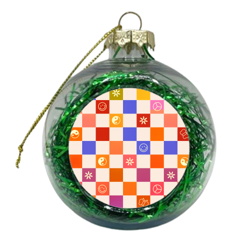 70s Retro Checkered Pattern - xmas bauble by Ania Wieclaw