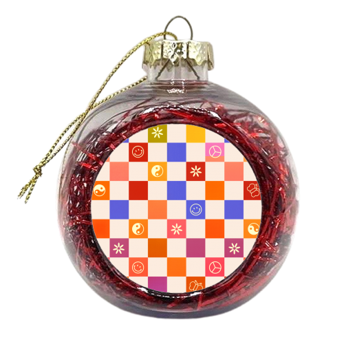 70s Retro Checkered Pattern - xmas bauble by Ania Wieclaw