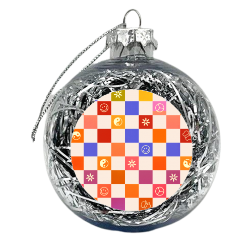 70s Retro Checkered Pattern - xmas bauble by Ania Wieclaw
