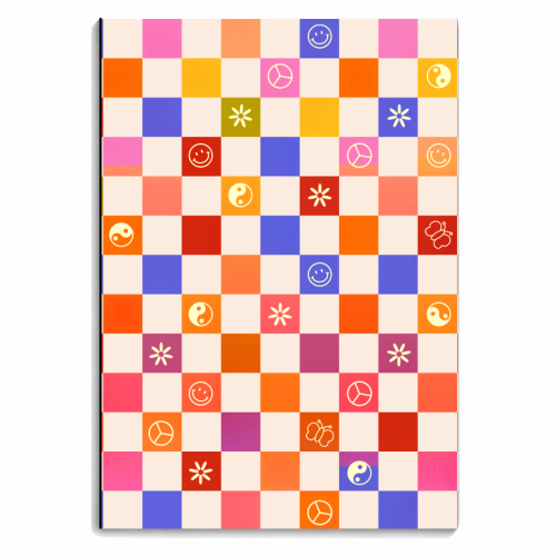 70s Retro Checkered Pattern - personalised A4, A5, A6 notebook by Ania Wieclaw