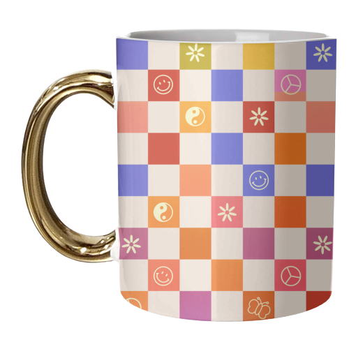70s Retro Checkered Pattern - unique mug by Ania Wieclaw