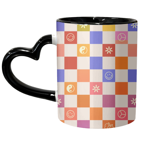 70s Retro Checkered Pattern - unique mug by Ania Wieclaw