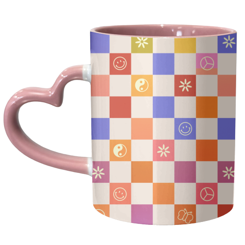 70s Retro Checkered Pattern - unique mug by Ania Wieclaw
