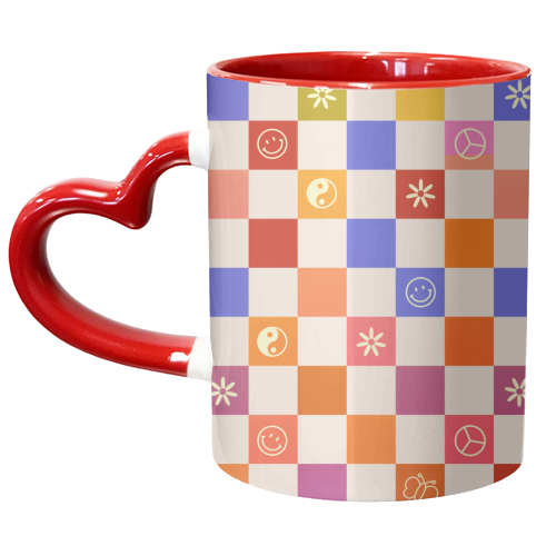 70s Retro Checkered Pattern - unique mug by Ania Wieclaw