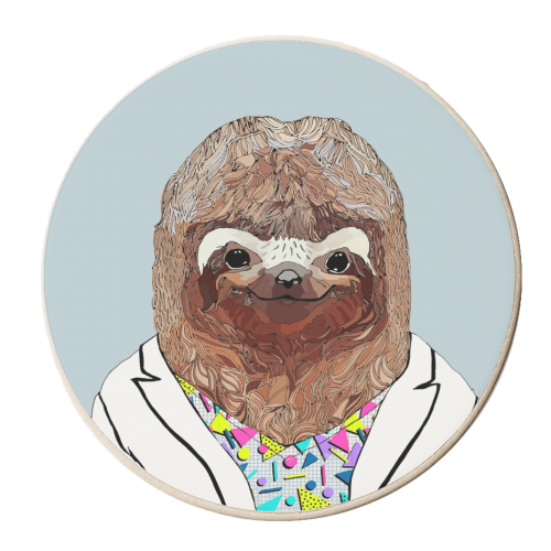 80's Sloth - personalised beer coaster by Casey Rogers