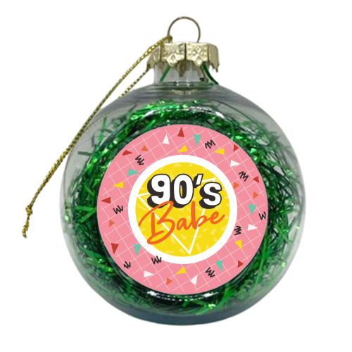 90's Babe Nostalgia Print Retro Design - xmas bauble by AbiGoLucky