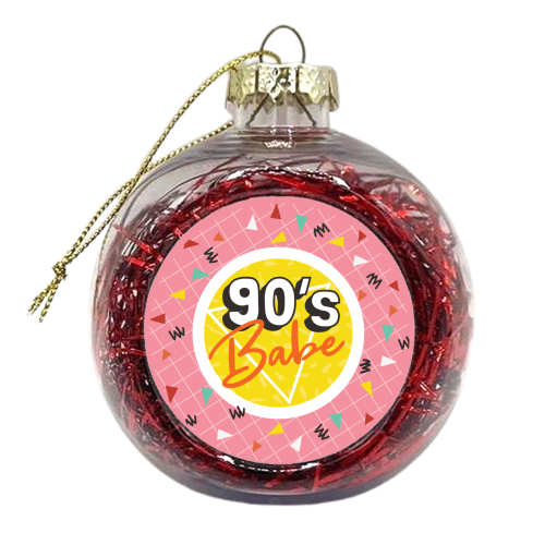 90's Babe Nostalgia Print Retro Design - xmas bauble by AbiGoLucky