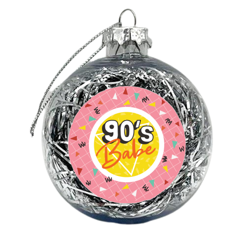 90's Babe Nostalgia Print Retro Design - xmas bauble by AbiGoLucky