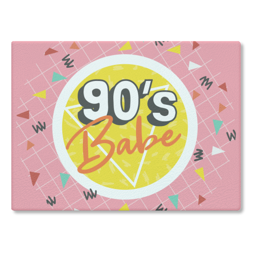 90's Babe Nostalgia Print Retro Design - glass chopping board by AbiGoLucky