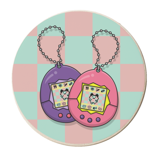 90s Tamagotchi - 90s Toys - personalised beer coaster by Amy Farmer
