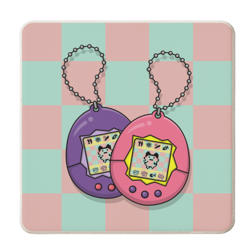 90s Tamagotchi - 90s Toys - personalised beer coaster by Amy Farmer