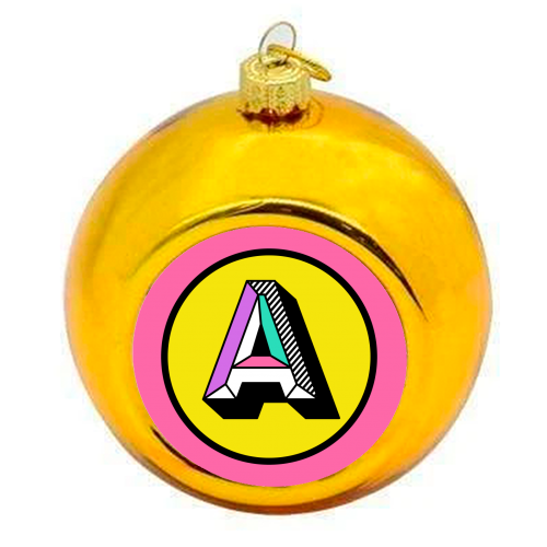 A - Bright Colour Block Alphabet Letter Initial - colourful christmas bauble by AbiGoLucky