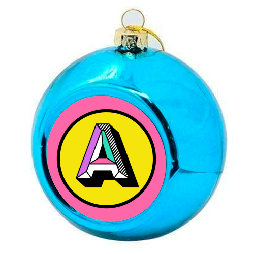 A - Bright Colour Block Alphabet Letter Initial - colourful christmas bauble by AbiGoLucky