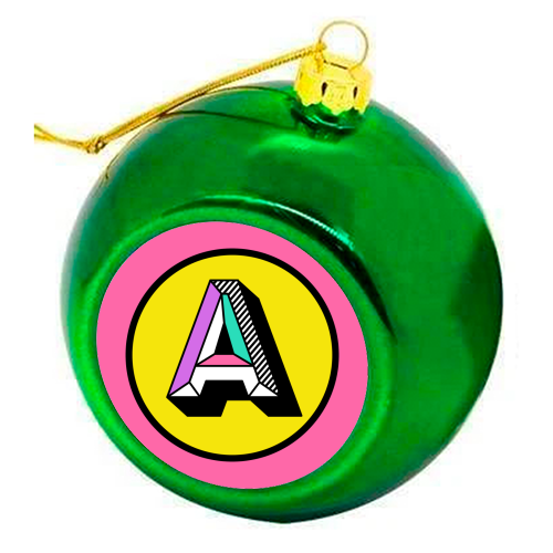 A - Bright Colour Block Alphabet Letter Initial - colourful christmas bauble by AbiGoLucky