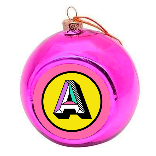 A - Bright Colour Block Alphabet Letter Initial - colourful christmas bauble by AbiGoLucky