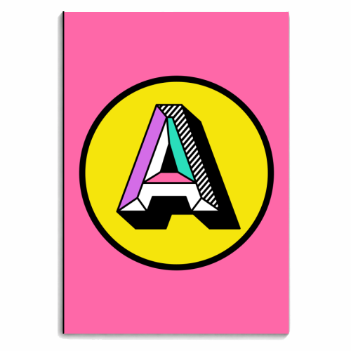 A - Bright Colour Block Alphabet Letter Initial - personalised A4, A5, A6 notebook by AbiGoLucky