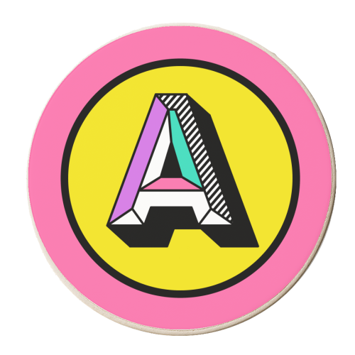 A - Bright Colour Block Alphabet Letter Initial - personalised beer coaster by AbiGoLucky