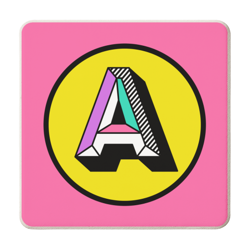 A - Bright Colour Block Alphabet Letter Initial - personalised beer coaster by AbiGoLucky