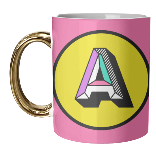 A - Bright Colour Block Alphabet Letter Initial - unique mug by AbiGoLucky